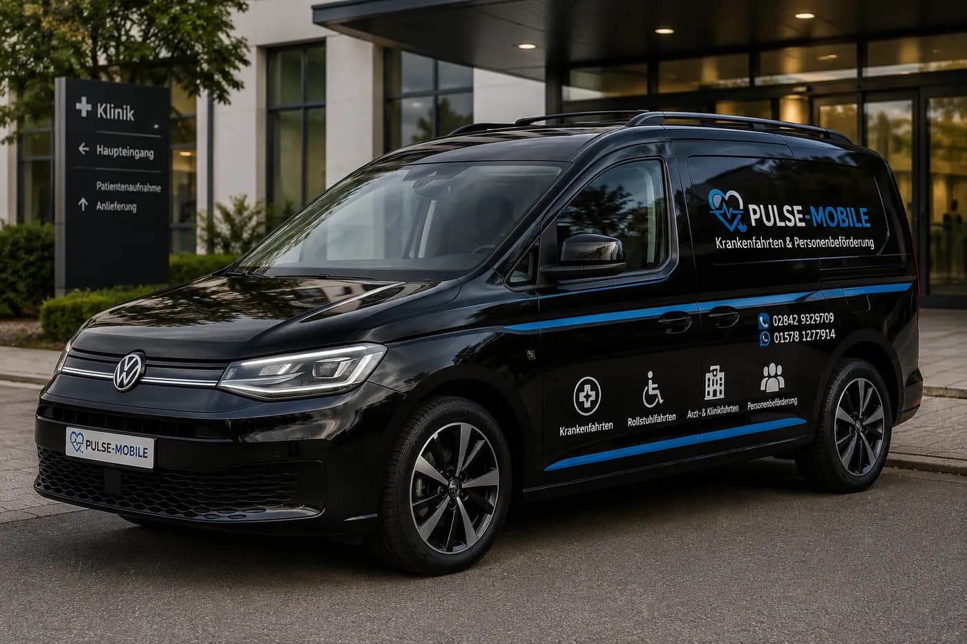 Schwarzes Pulse-Mobile Fahrzeug als Platzhalter